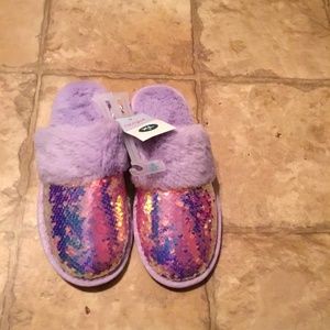 Cat and jack purple sequins house slippers